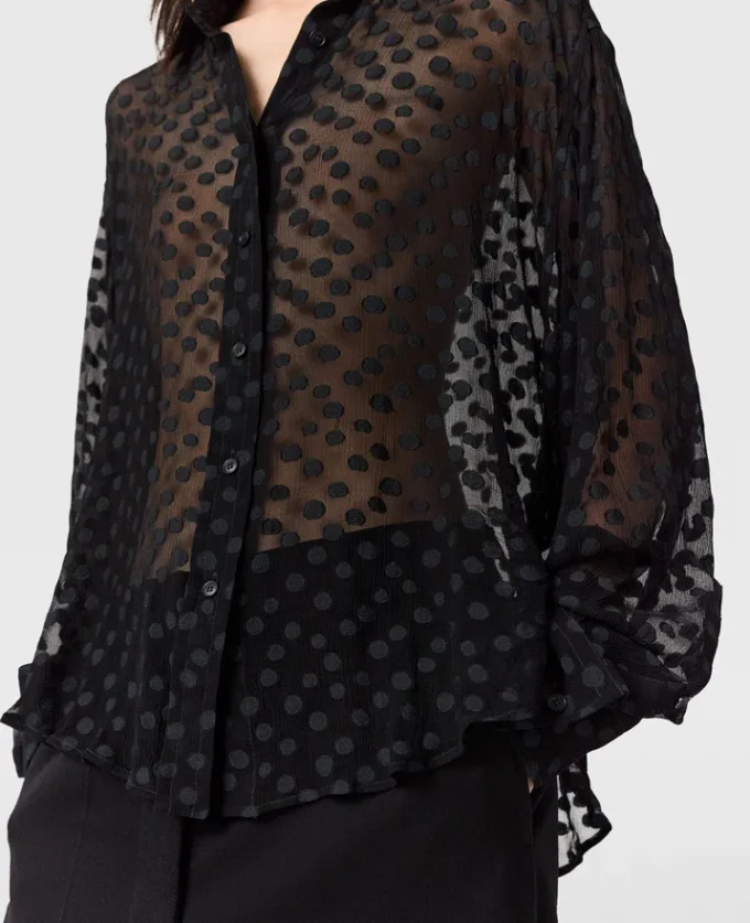 Sheer Polka Dot Chiffon Shirt Sheer Polka Dot Chiffon Shirt