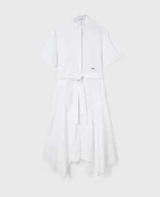 Short Sleeve Belted Midi Dress
