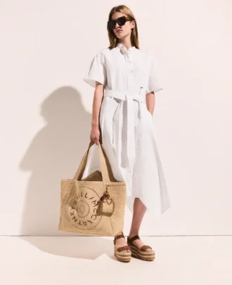 Short Sleeve Belted Midi Dress
