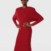 Shoulder Pad Long-Sleeved Midi Dress Shoulder Pad Long-Sleeved Midi Dress