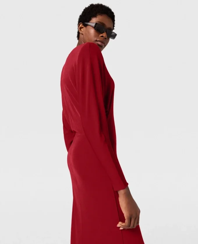 Shoulder Pad Long-Sleeved Midi Dress Shoulder Pad Long-Sleeved Midi Dress