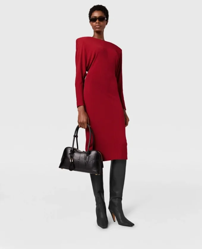 Shoulder Pad Long-Sleeved Midi Dress Shoulder Pad Long-Sleeved Midi Dress