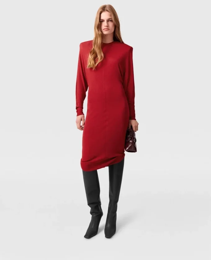 Shoulder Pad Long-Sleeved Midi Dress Shoulder Pad Long-Sleeved Midi Dress