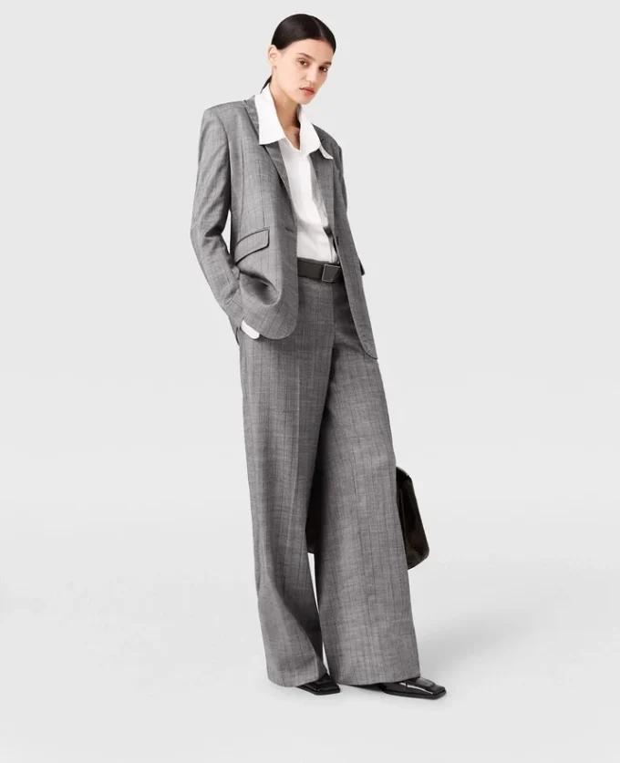 Pinstripe Pleated Straight-Leg Pants Pinstripe Pleated Straight-Leg Pants
