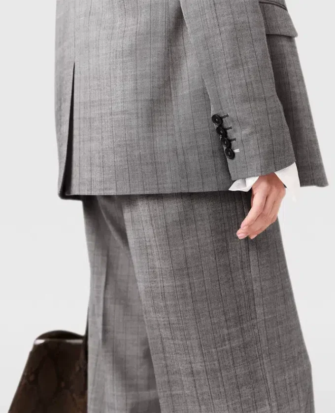 Pinstripe Pleated Straight-Leg Pants Pinstripe Pleated Straight-Leg Pants