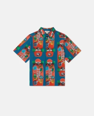 Skateboard Print Short-Sleeve Shirt