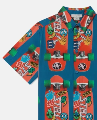 Skateboard Print Short-Sleeve Shirt