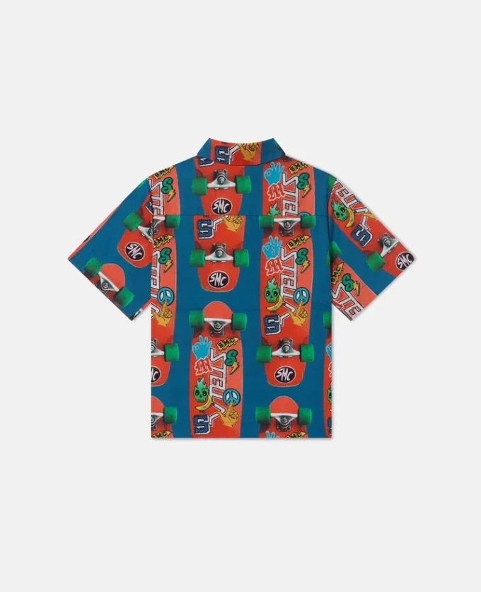 Skateboard Print Short-Sleeve Shirt