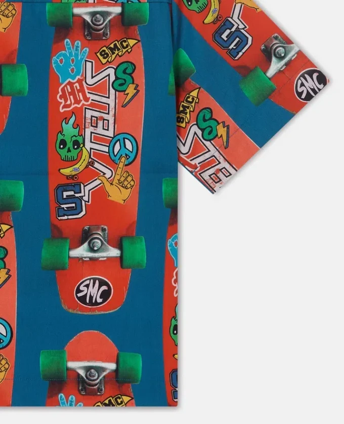 Skateboard Print Short-Sleeve Shirt