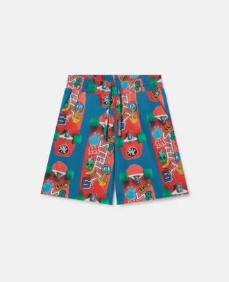 Skateboard Print Shorts