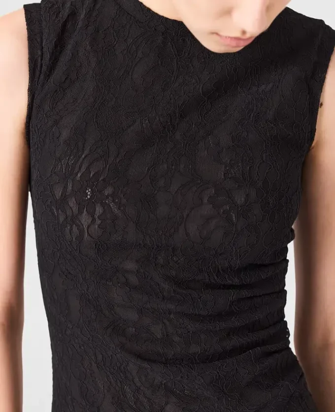 Sleeveless Crewneck Lace Midi Dress Sleeveless Crewneck Lace Midi Dress