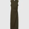 Sleeveless Crewneck Twist Mesh Midi Dress Sleeveless Crewneck Twist Mesh Midi Dress