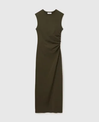 Sleeveless Crewneck Twist Mesh Midi Dress