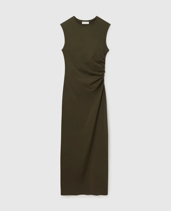 Sleeveless Crewneck Twist Mesh Midi Dress Sleeveless Crewneck Twist Mesh Midi Dress