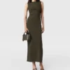 Sleeveless Crewneck Twist Mesh Midi Dress Sleeveless Crewneck Twist Mesh Midi Dress