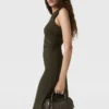 Sleeveless Crewneck Twist Mesh Midi Dress Sleeveless Crewneck Twist Mesh Midi Dress