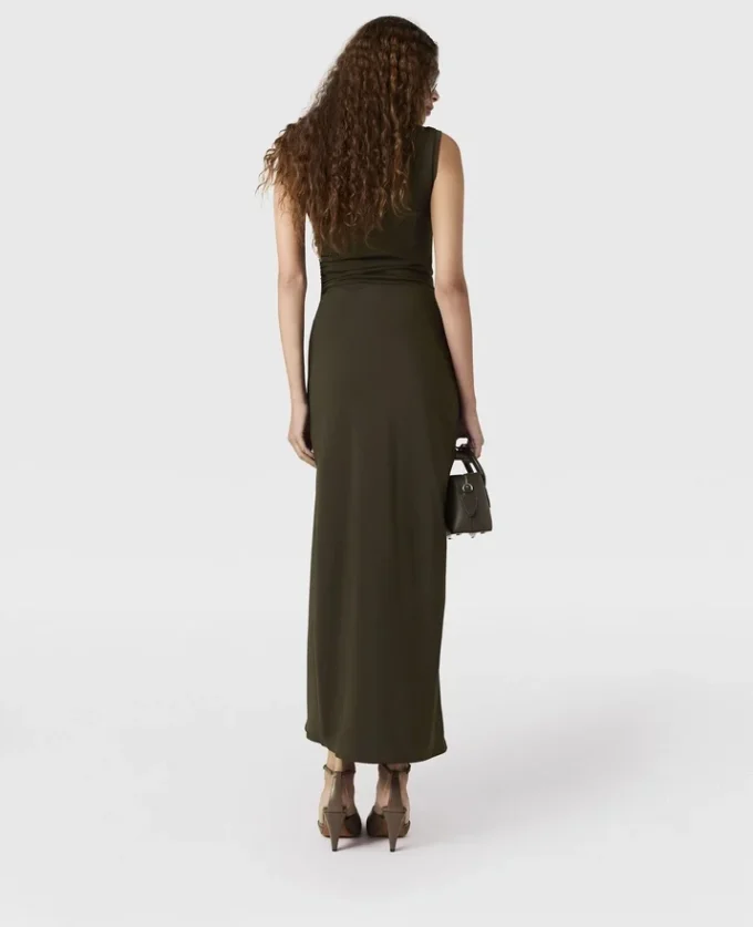 Sleeveless Crewneck Twist Mesh Midi Dress Sleeveless Crewneck Twist Mesh Midi Dress