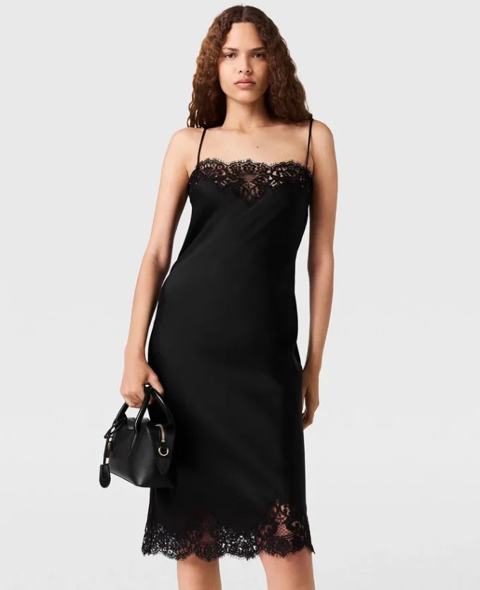 Sleeveless Lace Satin Midi Dress Sleeveless Lace Satin Midi Dress