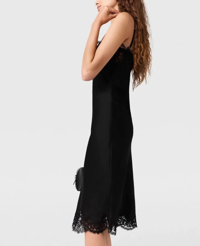 Sleeveless Lace Satin Midi Dress Sleeveless Lace Satin Midi Dress