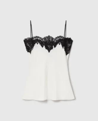 Sleeveless Lace Satin Top