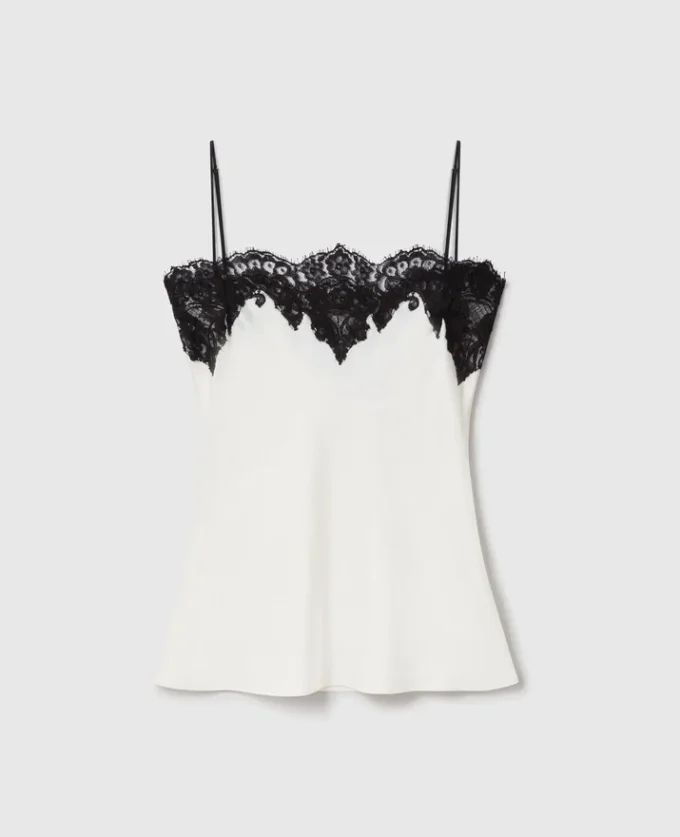 Sleeveless Lace Satin Top Sleeveless Lace Satin Top