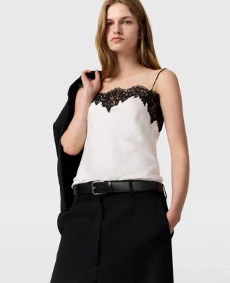 Sleeveless Lace Satin Top