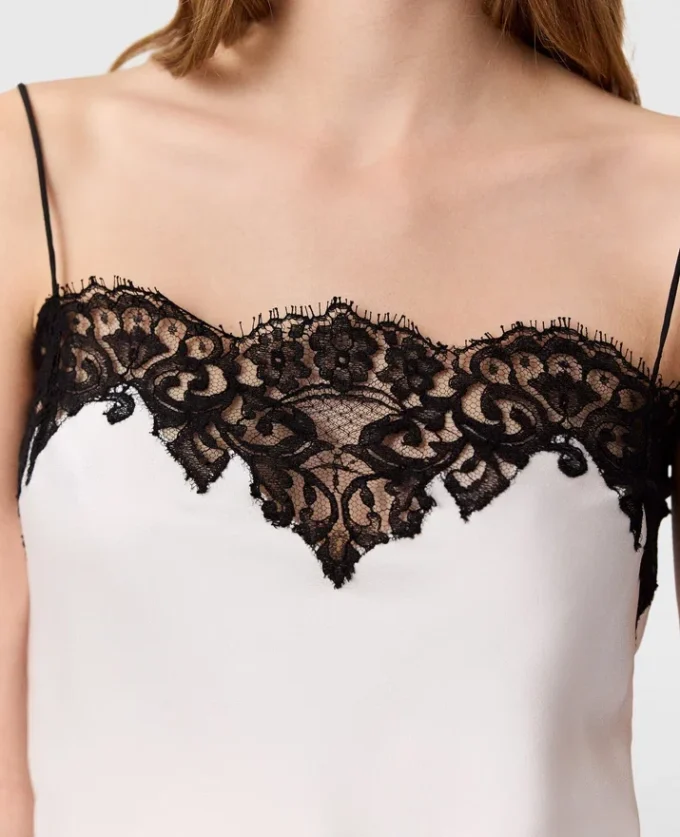 Sleeveless Lace Satin Top Sleeveless Lace Satin Top