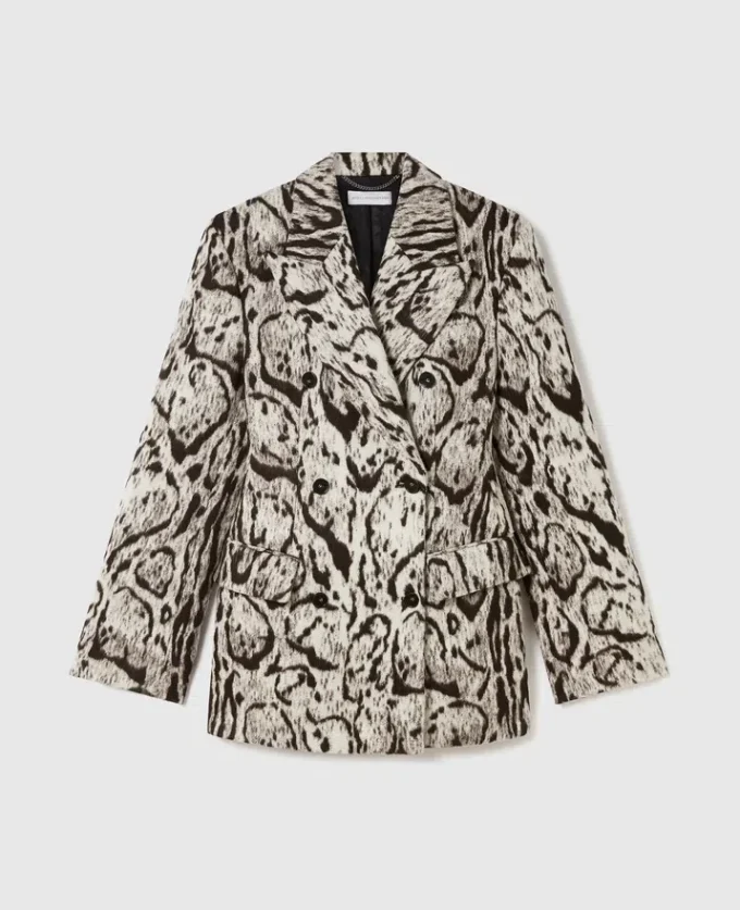 Slim-Fit Double-Breasted Cloud Leopard Blazer Slim-Fit Double-Breasted Cloud Leopard Blazer