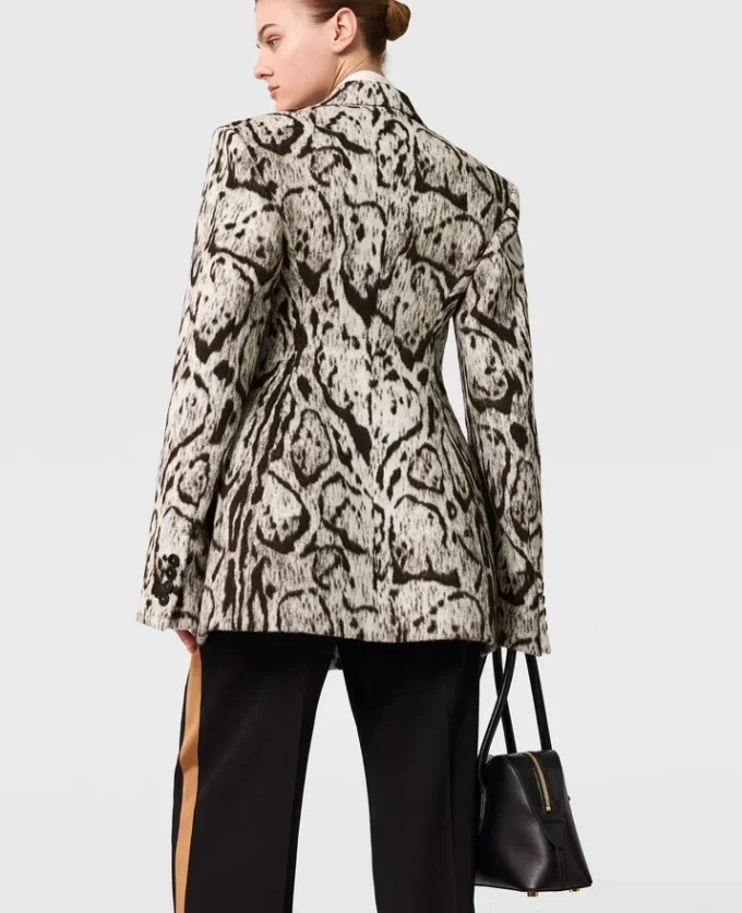 Slim-Fit Double-Breasted Cloud Leopard Blazer Slim-Fit Double-Breasted Cloud Leopard Blazer