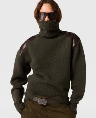 Snake Panel Turtleneck Sweater