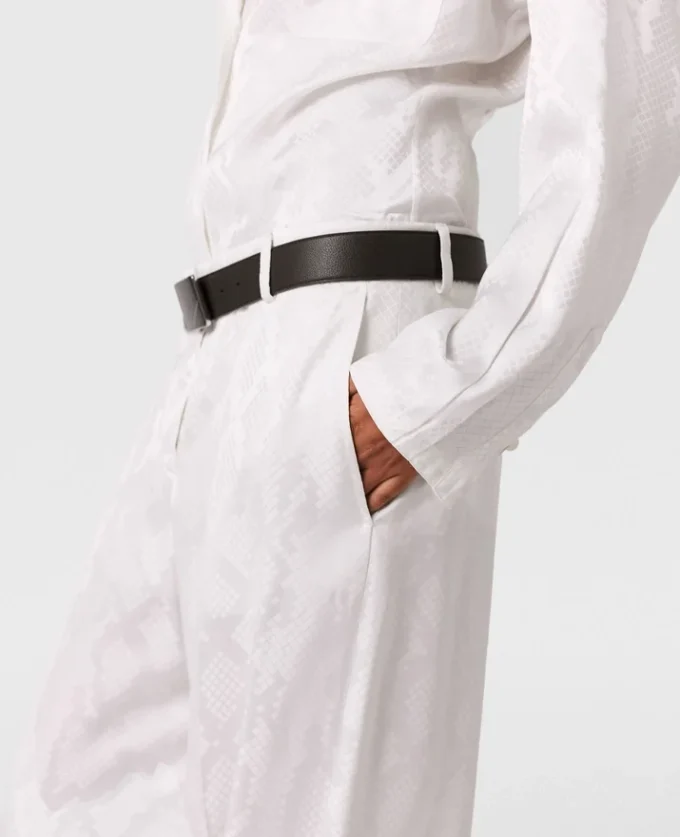 Snake Print Pleated Straight-Leg Pants Snake Print Pleated Straight-Leg Pants