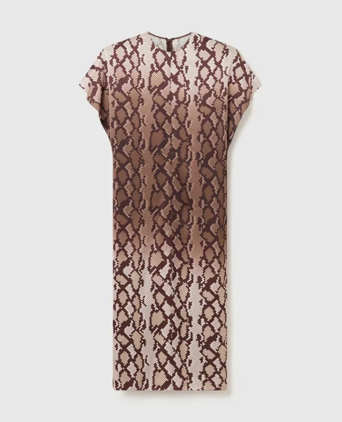 Snake Print Shoulder Pad Midi Dress Snake Print Shoulder Pad Midi Dress