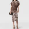 Snake Print Shoulder Pad Midi Dress Snake Print Shoulder Pad Midi Dress
