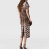 Snake Print Shoulder Pad Midi Dress Snake Print Shoulder Pad Midi Dress