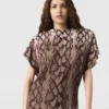 Snake Print Shoulder Pad Midi Dress Snake Print Shoulder Pad Midi Dress