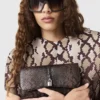 Snake Print Shoulder Pad Midi Dress Snake Print Shoulder Pad Midi Dress