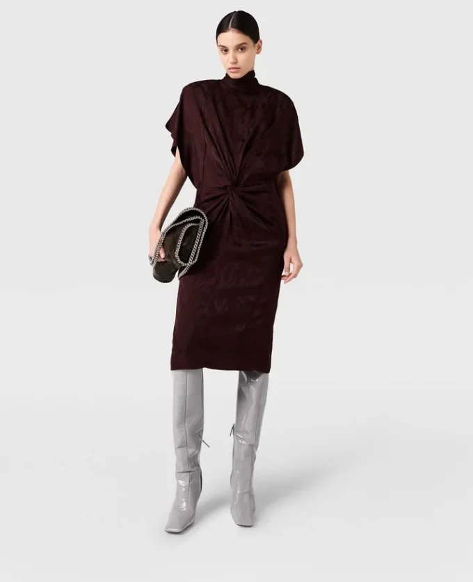 Snake Print Shoulder Pad Twist Midi Dress Snake Print Shoulder Pad Twist Midi Dress