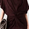 Snake Print Shoulder Pad Twist Midi Dress Snake Print Shoulder Pad Twist Midi Dress