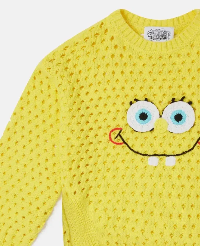 SpongeBob Graphic Crochet Sweater SpongeBob Graphic Crochet Sweater