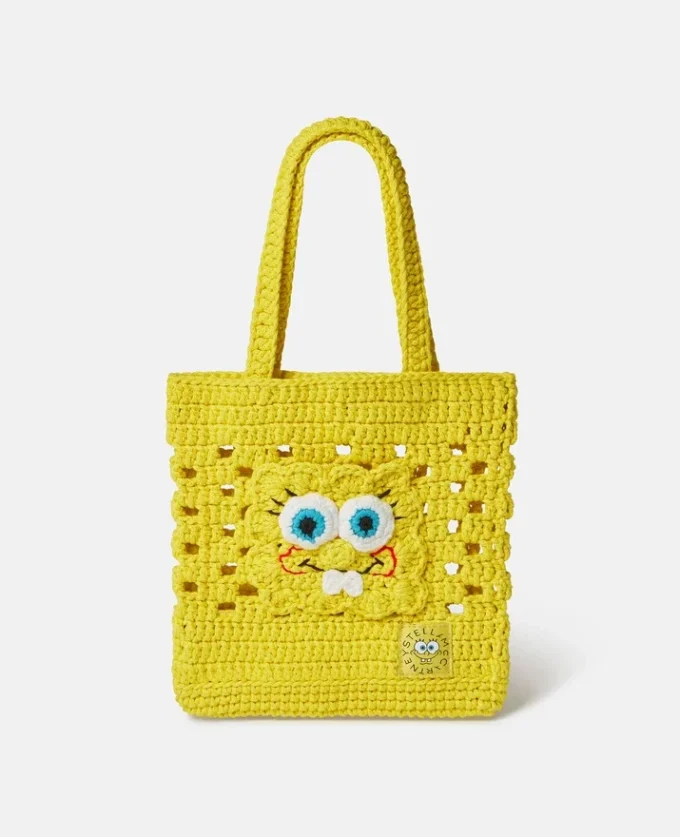 SpongeBob Graphic Crochet Tote Bag SpongeBob Graphic Crochet Tote Bag