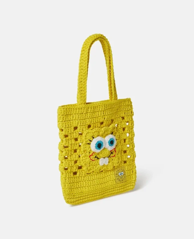 SpongeBob Graphic Crochet Tote Bag SpongeBob Graphic Crochet Tote Bag