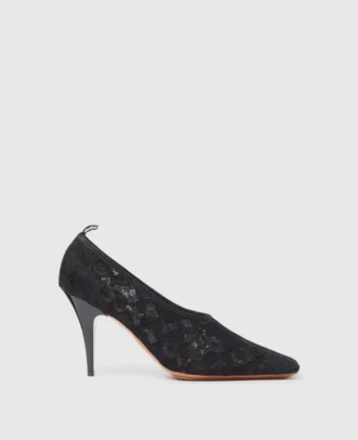 Square-Toe Lace Stiletto Pumps