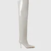 Square-Toe Patent Thigh-High Stiletto Boots Square-Toe Patent Thigh-High Stiletto Boots