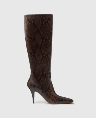 Square-Toe Snake Knee-High Stiletto Boots Square-Toe Snake Knee-High Stiletto Boots