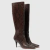 Square-Toe Snake Knee-High Stiletto Boots Square-Toe Snake Knee-High Stiletto Boots