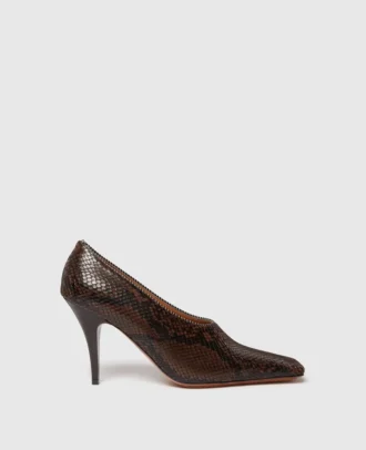 Square-Toe Snake Stiletto Pumps