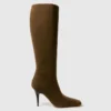 Square-Toe Suede Knee-High Stiletto Boots Square-Toe Suede Knee-High Stiletto Boots
