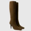 Square-Toe Suede Knee-High Stiletto Boots Square-Toe Suede Knee-High Stiletto Boots