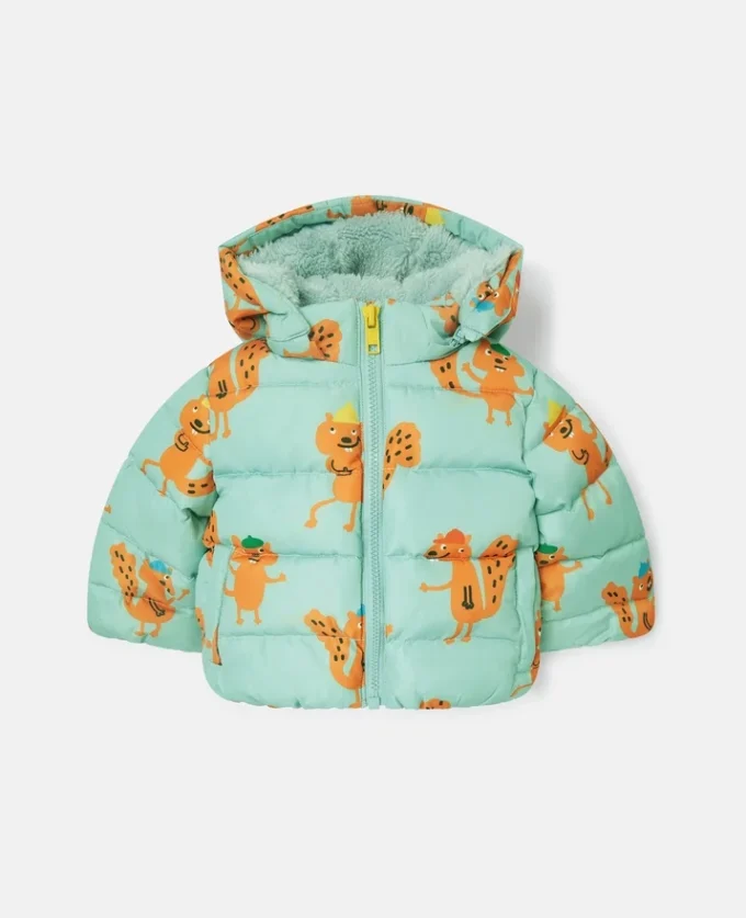 Squirrel Print Hooded Puffer Coat Squirrel Print Hooded Puffer Coat