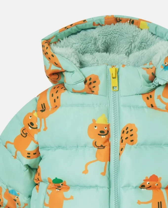 Squirrel Print Hooded Puffer Coat Squirrel Print Hooded Puffer Coat